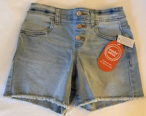 Wonder Nation Girls SIZE S 6-6X Button Fly Denim Shorts, Light Wash - Picture 1 of 2