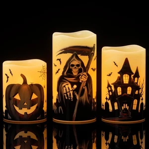 Velas parpadeantes sin llama de Halloween con temporizador de 6 horas, reales a pilas - Imagen 1 de 7