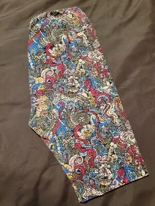 LULAROE OS Leggings Geometric Paisley Elephants Blue, Pink, Gray, Green - Picture 1 of 3