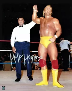 Hulk Hogan firmó autógrafo Wrestlemania 16x20 tamaño póster foto con Muhammad Ali - Imagen 1 de 2