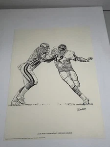 1981 Shell Oil Sketch Print Alan Page NFL Minnesota Vikings 13.75" x 10.75" VG - Picture 1 of 4