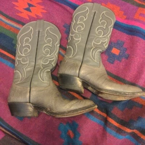 Nocona Leather Cowboy Boots Mens Size 7 D Gray Weatern Pointed Toe USA Made 6502 - Picture 1 of 11