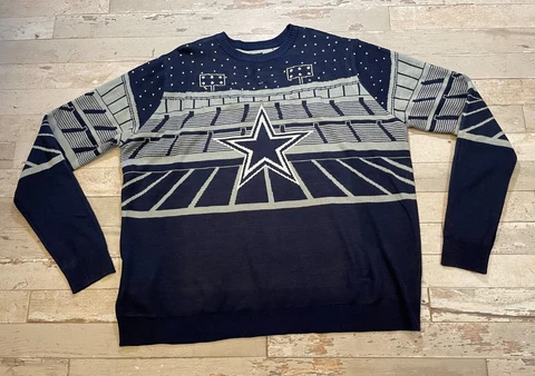 NFL Team Apparel Dallas Cowboys Sweater Men 2XL Lights Sounds Ugly Xmas Sweater Cover