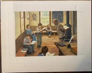 Original Gemälde eines frühen amerikanischen Einzimmerschulhauses - Bild 1 von 8