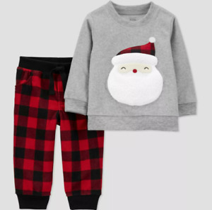 Carter's Just One You Santa Christmas Outfit red buffalo plaid 2 pc set 3m NWT