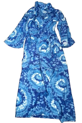 AJUSTADO ORIGINAL ABRIGO MANTA BATA MANGAS AZUL TIE DYE ESPIRAL POLAR 71"x54" Foto 1 de 4