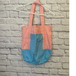 Handmade Tote Bag Pocket Pink Blue - Picture 1 of 4