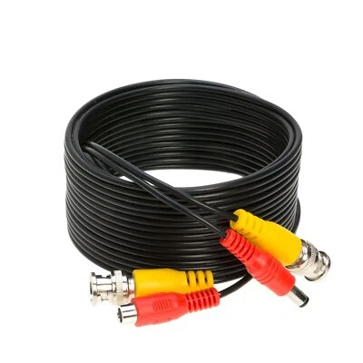 30FT Black Premade BNC Video Power Cable Extension Wire for CCTV Security Cam... - Image 1 of 4