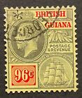 British Guiana 1914 96C Black & Vermilion/Yellow White Black Used. (Ct£50)