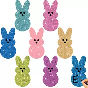 100Pcs Glitter Bunny Cutouts Colorful Rabbit Paper Cutouts Spring Bunny Peeps Pa - Picture 1 of 12