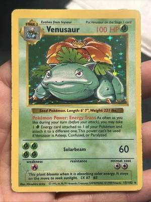 Pokemon TCG Venusaur 15/102 Base Set 1999 Holo Rare Shadowless- MP - Image 1 of 4