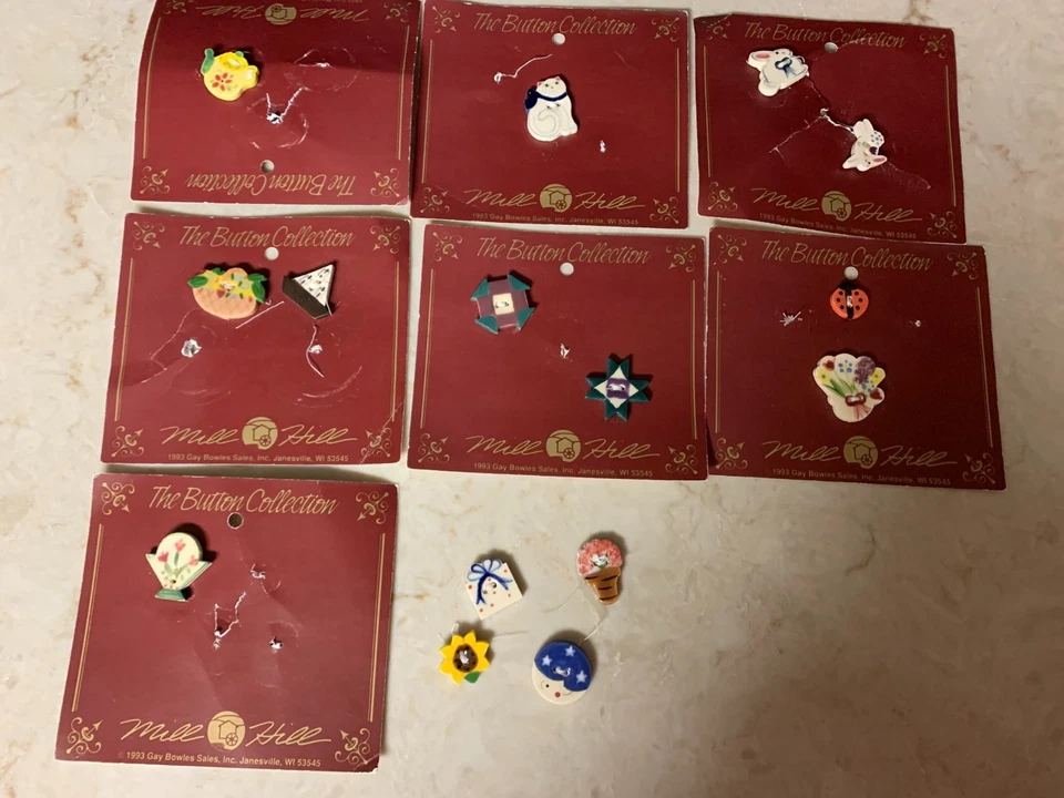 Vintage Mill Hill 15 botones de cerámica 1993 NUEVO Foto 1 de 1