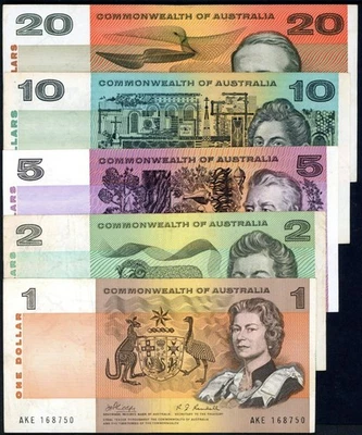 Set of 5 x Australian Decimal Banknotes Phillips/Randall - image 1 of 4