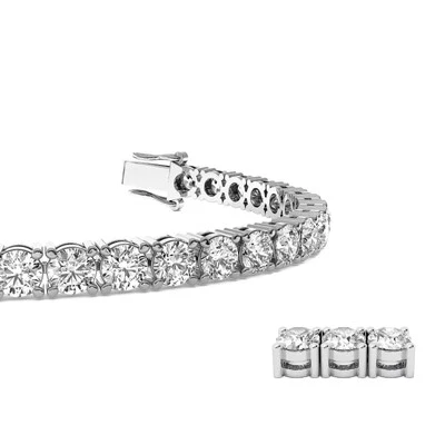 5.80 CT E/VS Round Cut Lab Grown Diamond Tennis Bracelet 14k White Gold 7'' Inch - Image 1 of 4