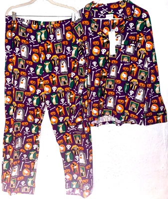 Cabezal de cama para mujer XL conjunto de pijama ropa de dormir Halloween gatos perros gatito cachorros nuevo con etiquetas Foto 1 de 4