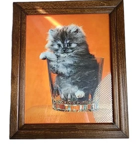 Vintage Style Bar Kitten In Glass Cat Sign Wall Art Decor Cat Lover Gift 10 X 12 - Picture 1 of 3