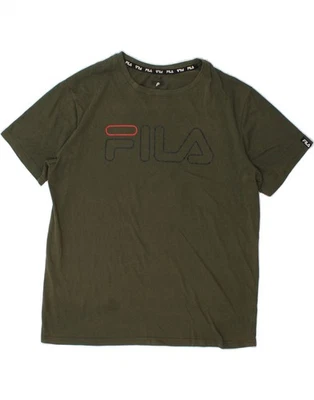 FILA Mens Graphic T-Shirt Top Medium Green Polyester DM21 - Image 1 of 4
