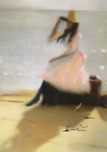 Postal / Postal: Philip Wilson Steer - Mujer joven en la playa - Imagen 1 de 1