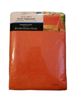 Mainstays Linen Print Vinyl Tablecloth, Coral, New 60"x84"  - Image 1 of 4