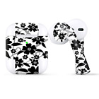 Skins Wraps compatible for Apple Airpods  Black white Flower Print
