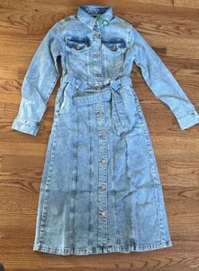 NWT GAP Midi Dress Sz XXS Long Sleeve Full Button Front Belted PERFECT NEW NWT - Picture 1 of 8