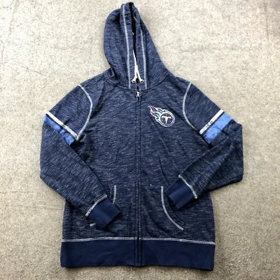 Tennessee Titans Jacket Mens Medium Blue Embroidered Logo NFL Hooded Drawstring - Image 1 of 4