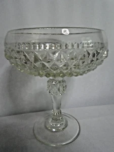 Vintage Indiana Glass Diamond Point Pedestal Compote Clear Candy Dish - Picture 1 of 2