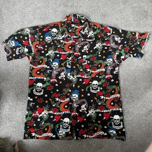 Dragonfly Roadhouse Button Up Shirt Mens Skull Snake 🐍 - Picture 1 of 7