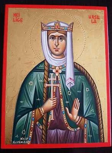 Heilige URSULA von Köln IKONE handgemalt 24K Gold Icon St. Icone - Picture 1 of 3