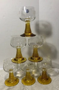 6 Schott Zwiesel Ruwer (Yellow Beehive Stem) Wine Goblets Glasses 4.25" LABELS - Picture 1 of 4