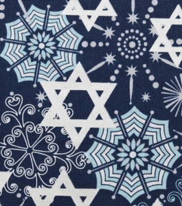 1/2 M Star of David & Snowflakes Hanukkah Quilting Cotton Fabric  - Bild 1 von 9