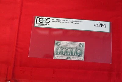 Fr-1312 50 cent fractional currency PCGS 62 PPQ, first issue straight edges - Image 1 of 2