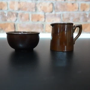 J&G Meakin studio brown glaze sugar bowl & milk jug set made in England - Picture 1 of 11