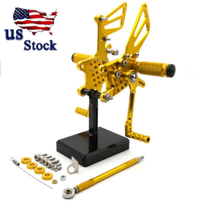 For Suzuki GSXR600/GSXR750 1997-2004 2005 CNC Gold Footpegs Rear set Rearsets US - Image 1 of 4