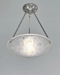 Pierre d'Avesn LORRAIN DAUM : A FRENCH 1930 ART DECO PENDANT . chandelier France - Picture 1 of 8
