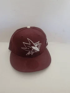 New Era Men's Maroon San Jose Sharks Flat Brim Fitted Hat Size 7 - Picture 1 of 4