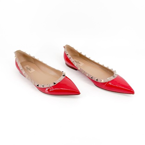 Ballerine Valentino Garavani Rockstud EU 39 5 US 9 5 rosse a punta brevettata