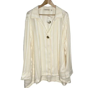 Soft Surroundings Women Blanca Tunic Top 3X Ivory V Neck Coastal Lagenlook - Picture 1 of 12