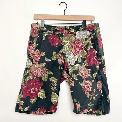 Ralph Lauren Denim & Supply Y2K Black Floral Cottagecore Hawaiian Shorts Size 30 - Image 1 of 4