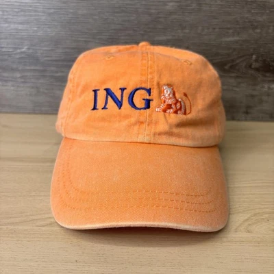 ING Sombrero Gorra Correa Trasera Naranja Bordado Banco León Publicidad Papá Sombrero Hombres Foto 1 de 4