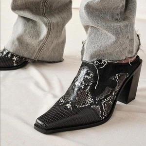 Jeffrey Campbell Western Mules Vaquera Tacones Sin Cordones Talla 9.5 - Imagen 1 de 7