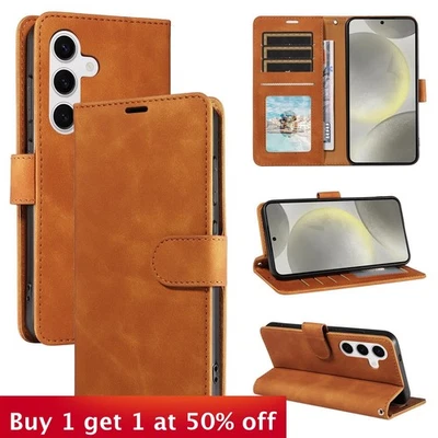 Leather Case For iPhone 16 15 14 13 12 Pro Wallet Phone Cover+Tempered Glass - Image 1 of 4