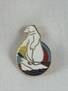 Polar Bear On Ice Glacier Tie Tac Pin Rainbow 1” Enamel - Picture 1 of 3