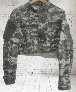 Vintage Army Jacket Top Cropped Customised Unique Camouflage Green Size Medium - Picture 1 of 6