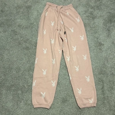 Playboy X Missguided Pink Bunny All Over Print Comfy Lounge Sweatpants - Image 1 of 4