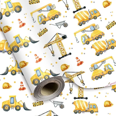 Construction Wrapping Paper -Mini Roll- 17 Inch X 32.8Ft Watercolor Art Yellow G - Image 1 of 4