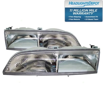 Faróis Ford T-Bird Thunderbird 1989-1993 par de halogênio carcaça cromada - Imagem 1 de 3