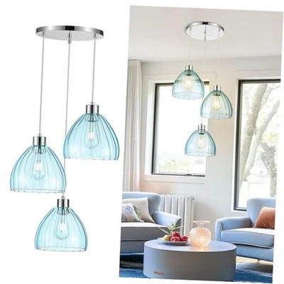  Lámpara Colgante Racimo, Moderna Lámpara Colgante Colgante para Cocina 3-Azul Claro Foto 1 de 4