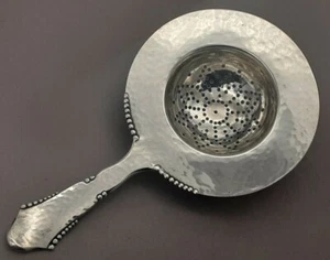 Art Deco Teesieb 830er Silber Hammerschlag Dekor Christian Heise Dänemark (123) - Bild 1 von 5