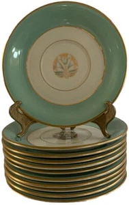 Pickard MALVERN Bone China #1005 Lot Of 11 Saucer Plate Gold Trim USA Stamped 6” - Picture 1 of 10